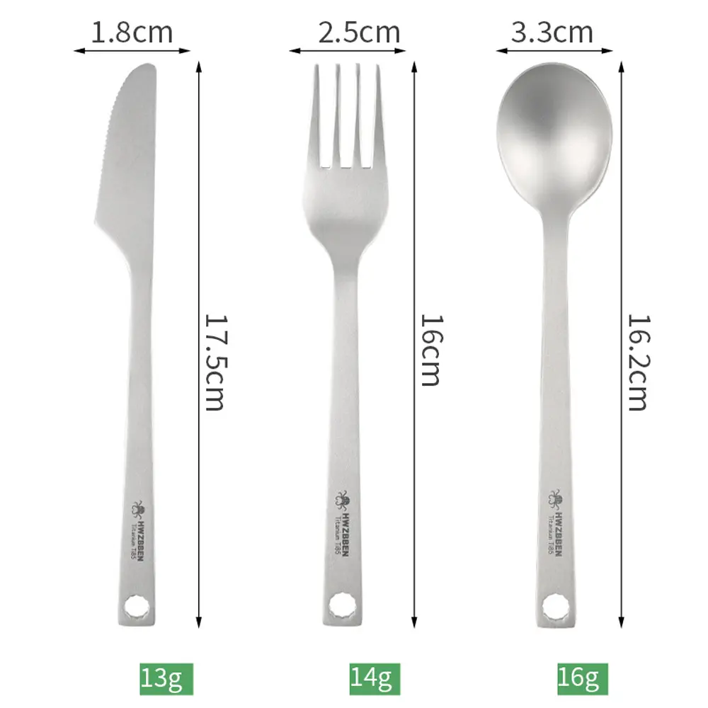 Titanium Alloy Cutlery Knife Fork Spoon Outdoor Utensil Camping Travel Tableware