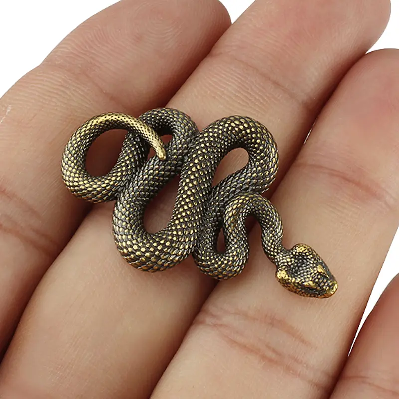 Brass Snake Key Ring Boa Key chain Outdoor Small Accessories DIY White Snake Car Hanging