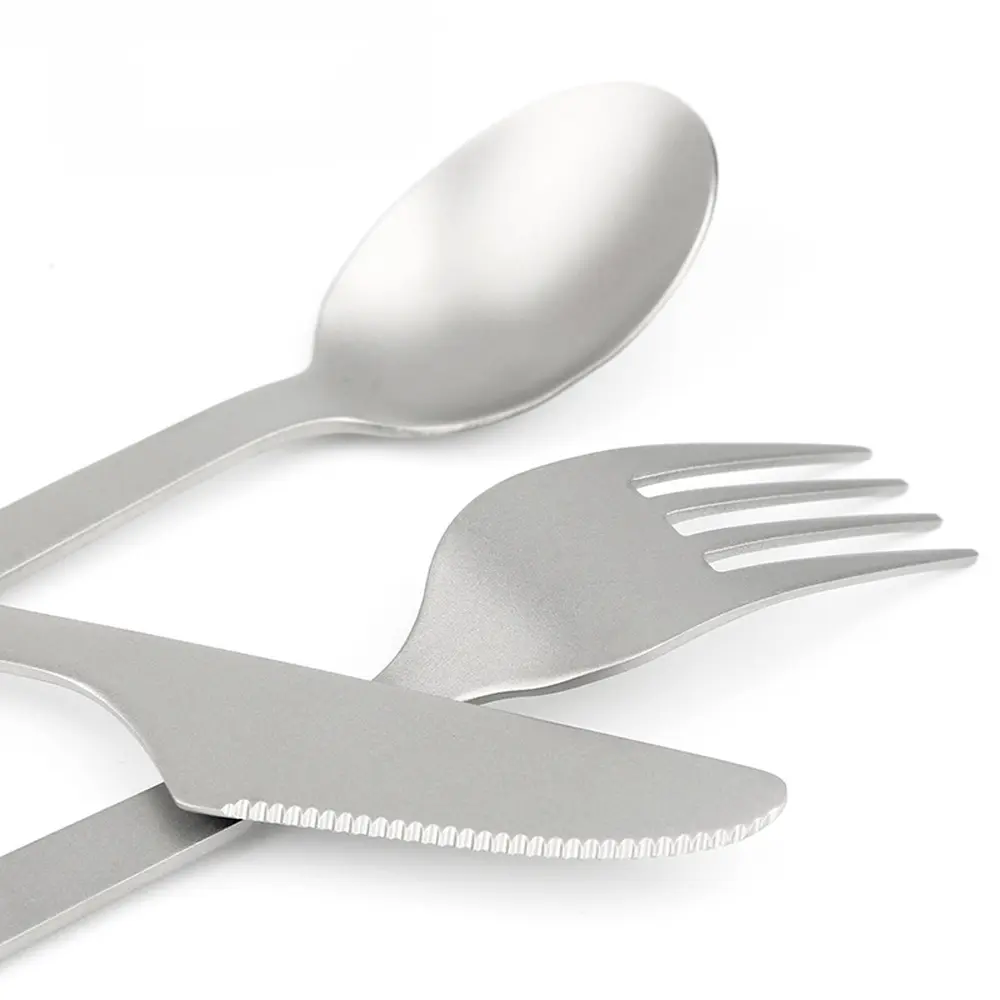 Titanium Alloy Cutlery Knife Fork Spoon Outdoor Utensil Camping Travel Tableware