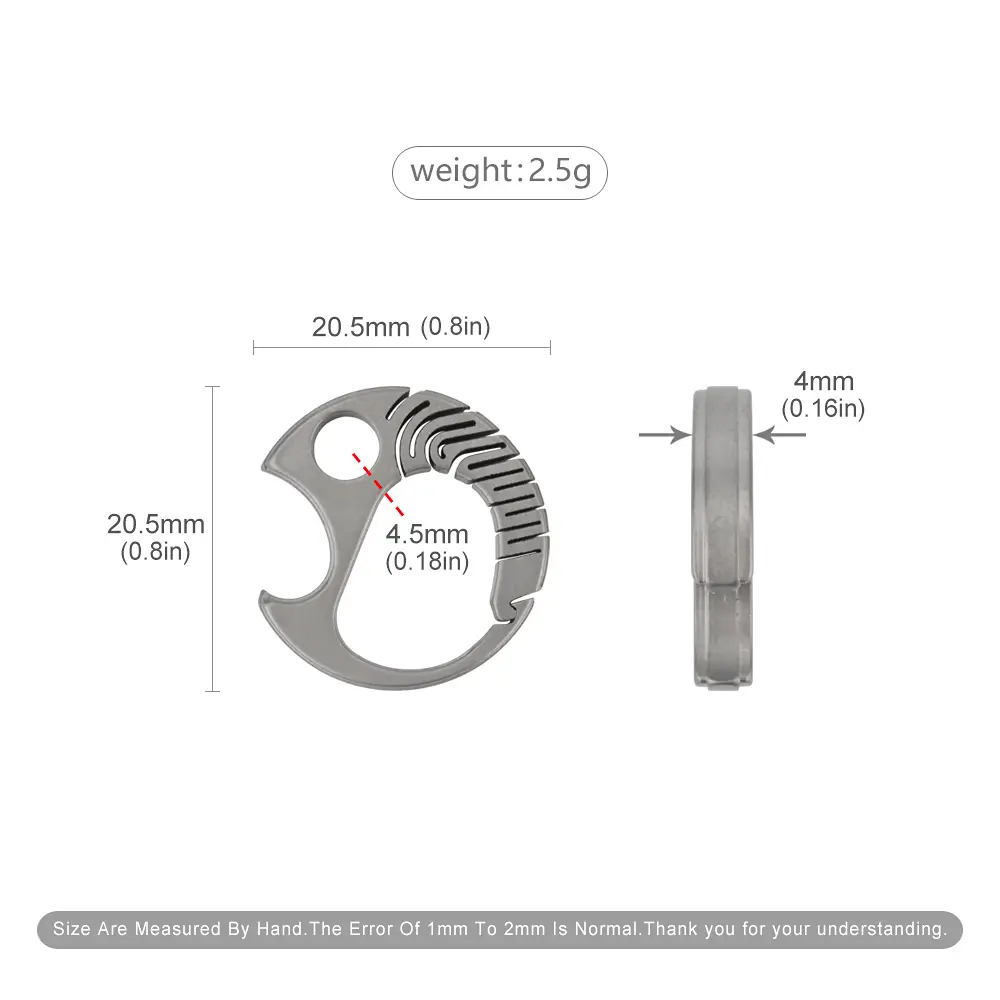 Small Fish Shape Buckle Multi-function Bottle Opener Titanium Alloy Keychain Accessories Outdoor Tool EDC