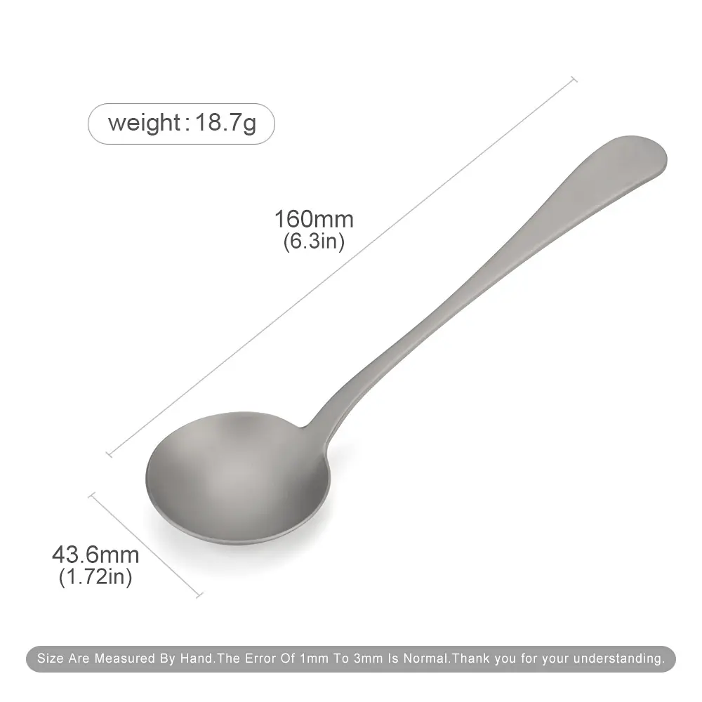 Titanium Alloy Rounded Spoon Outdoor Camping Tableware Milk Tea Coffee Spoon