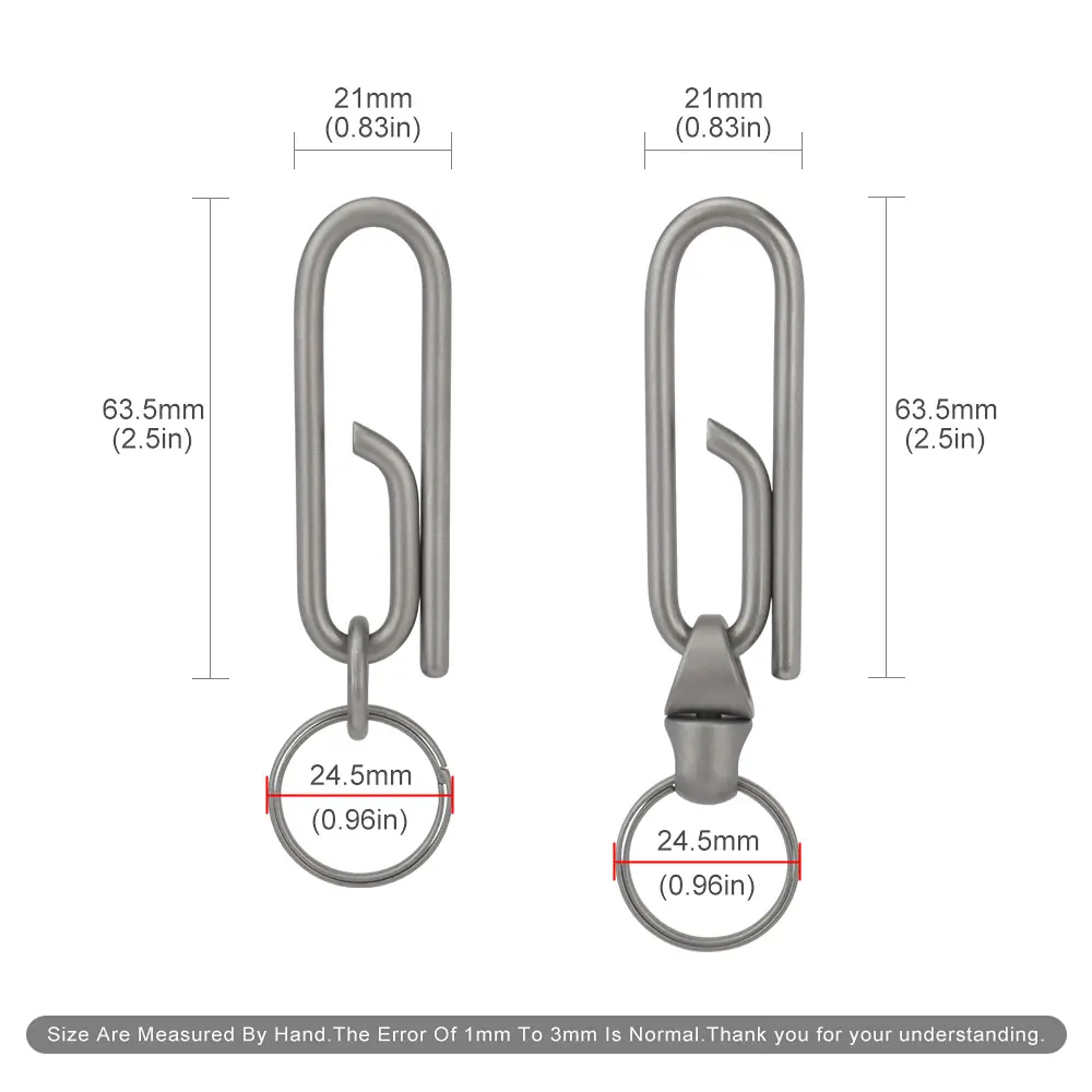 Multiple Styles Titanium Alloy Keyring Belt Buckle Outdoor Tool EDC Paperclip Clip Man Gift