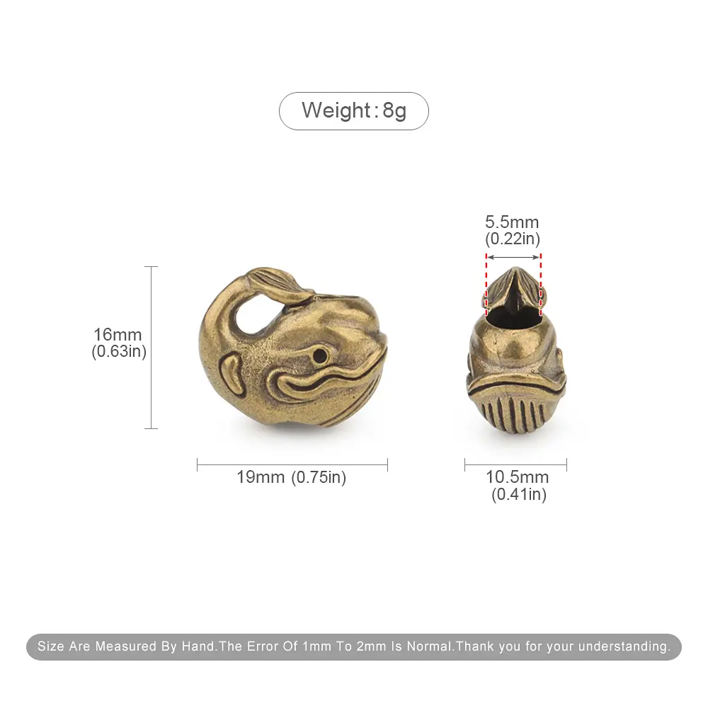 Cute Dolphin Brass Knife Beads Paracord Lanyard Pendant Bead DIY Braided