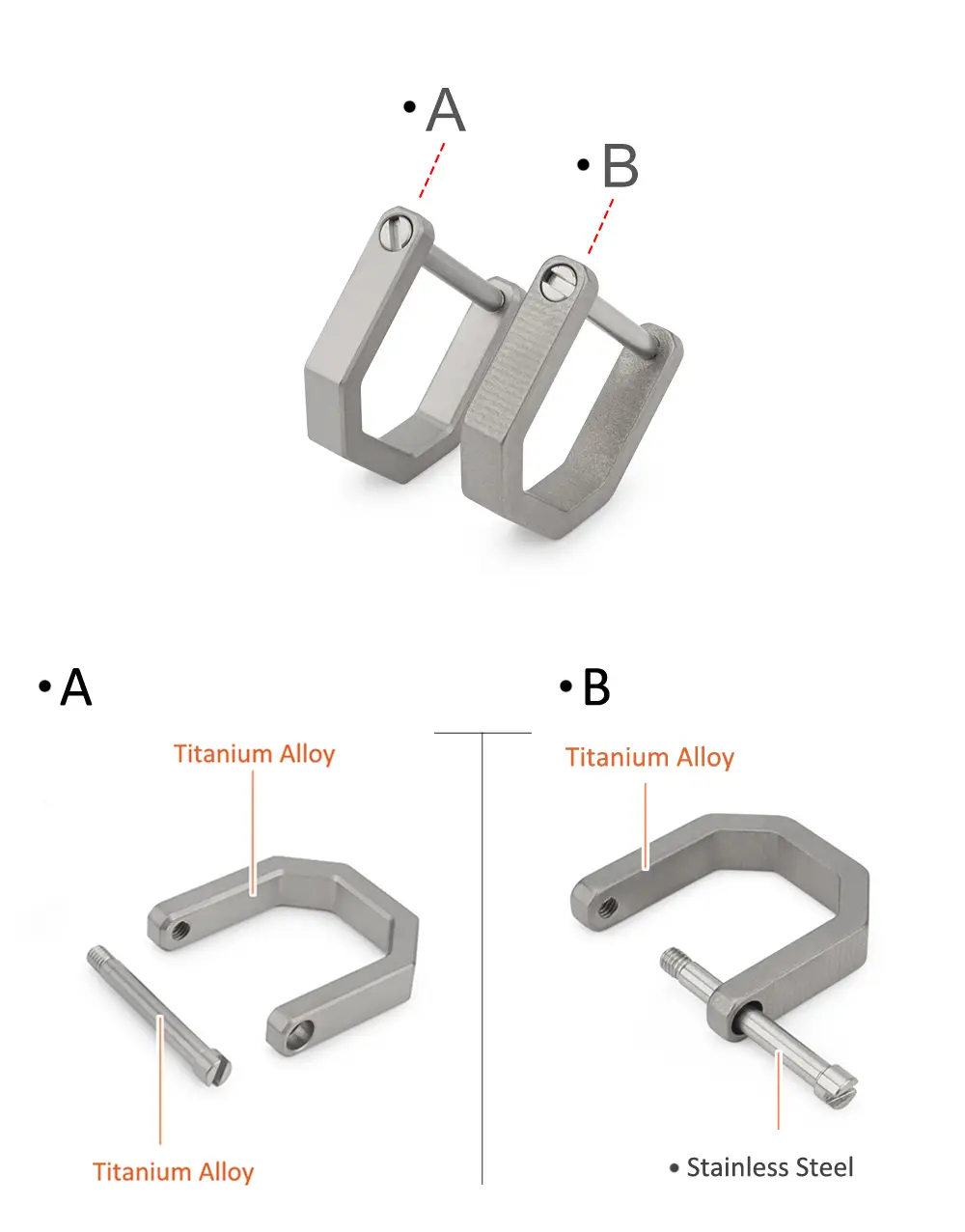 D Shape Titanium Alloy Buckle Multi-Tool Outdoor EDC Keychain Accessories