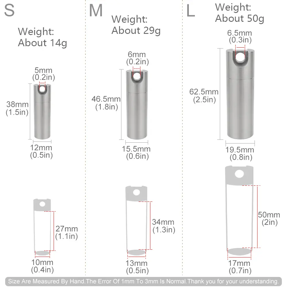 S/M/L Portable Stainless Steel Seal Bottle Storage Waterproof Canister Outdoor EDC Tool Pill Bottle