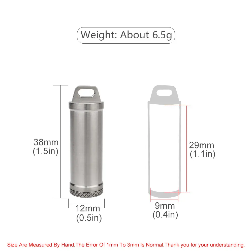 Titanium Alloy Case Mini Bottle Sealed Waterproof Bottle Holder Outdoor EDC Tool Portable Small PillBox