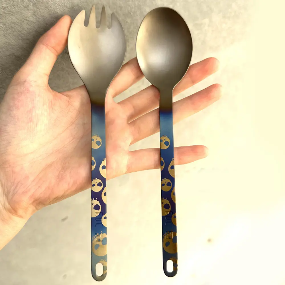 Punk Skull Titanium Spoon Outdoor Camping Tableware Fork Travel Supplies Man Gift