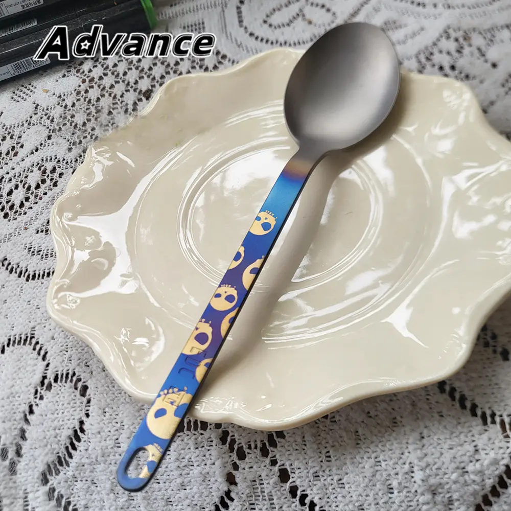 Punk Skull Titanium Spoon Outdoor Camping Tableware Fork Travel Supplies Man Gift