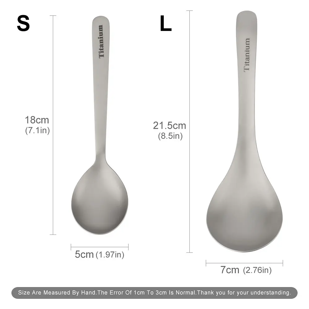S/L Titanium Alloy Spoon Outdoor Camping Food Spoon Lightweight Portable Picnic Tableware Soup