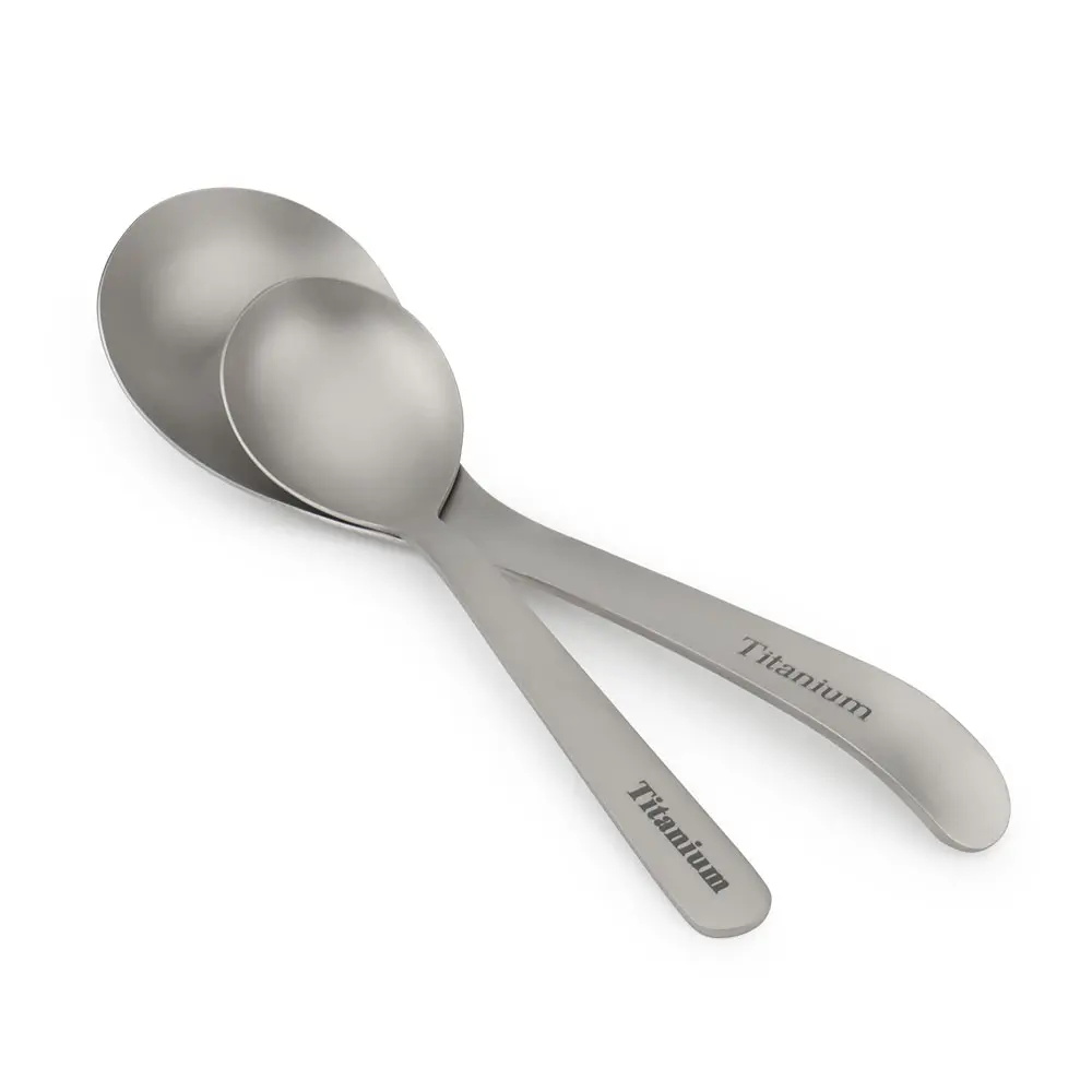 S/L Titanium Alloy Spoon Outdoor Camping Food Spoon Lightweight Portable Picnic Tableware Soup