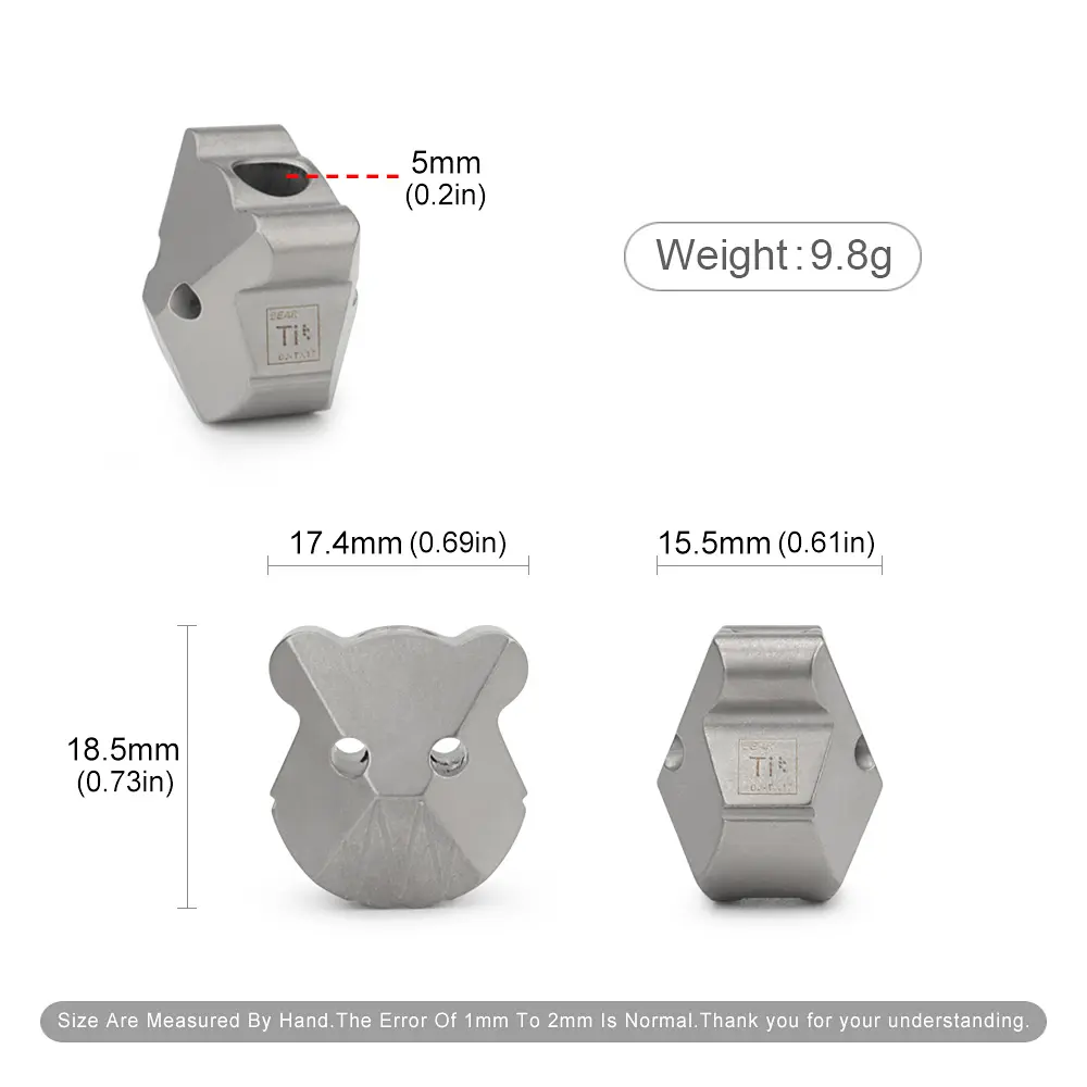 Titanium Alloy Bear Knife Bead DIY Creative Landing Paracord Beads Outdoor Camping Equipment Accessories