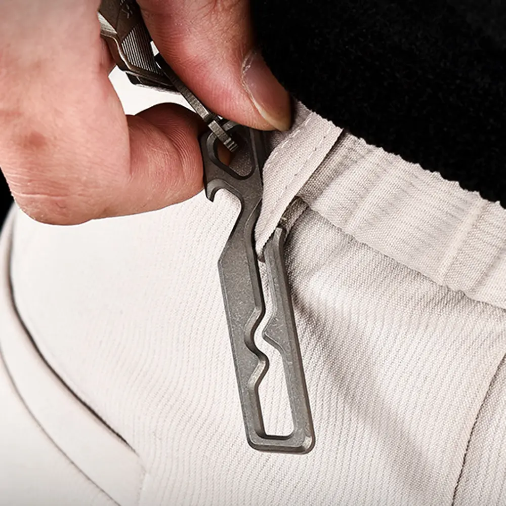 Titanium Alloy Keychain Waist Belt Clip Titanium Buckle Portable EDC Outdoor Tool