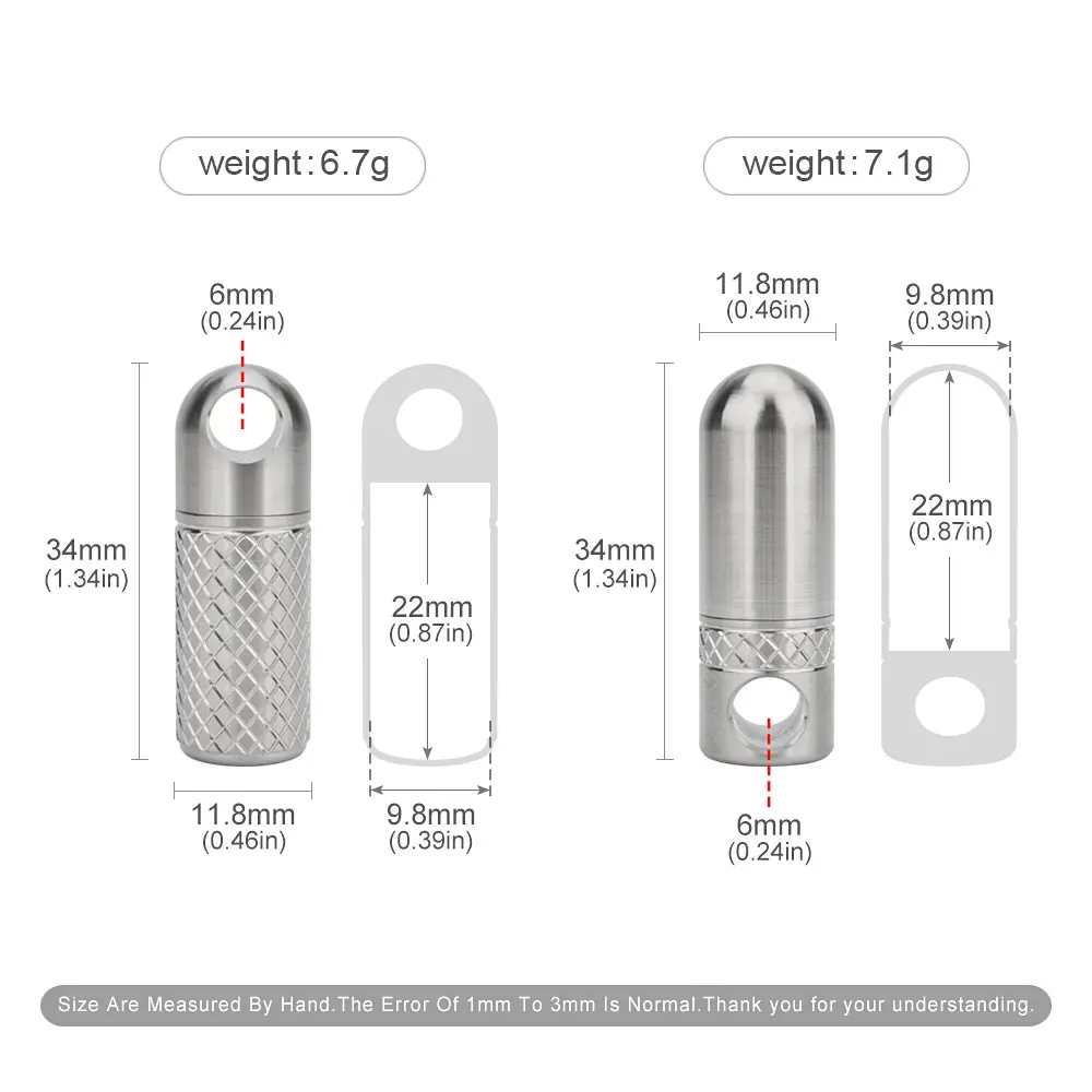 New Titanium Alloy Small Bottle Seal Waterproof Storage Bottle Portable Keychain Pendant Outdoor Tool