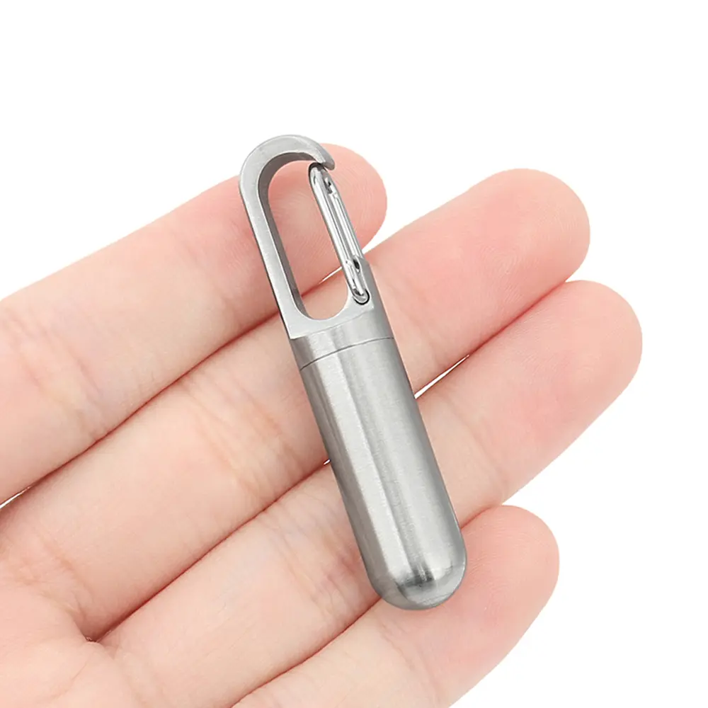 Mini Stainless Steel Seal Bottle Waterproof Canister Pill Bottles Keychain Outdoor EDC Tool Key Ring