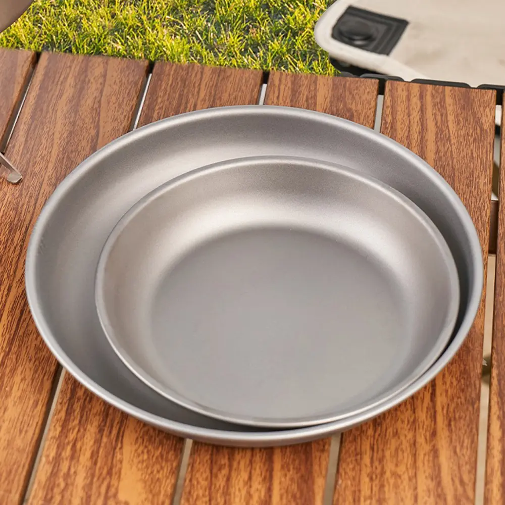 S/L Titanium Plates Outdoor Camping Picnic Tableware Titanium Hiking Round Plate Bowl
