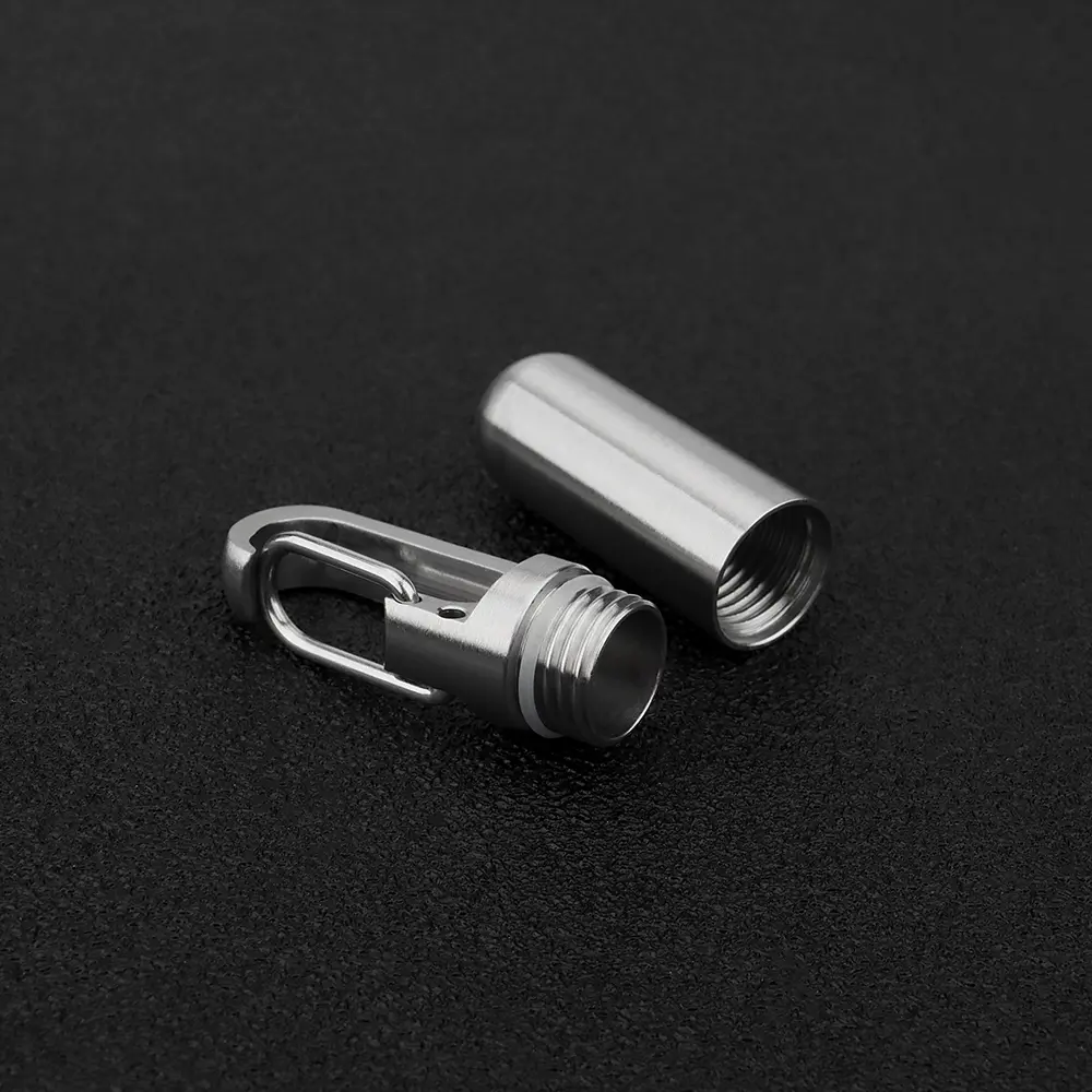 Mini Stainless Steel Seal Bottle Waterproof Canister Pill Bottles Keychain Outdoor EDC Tool Key Ring