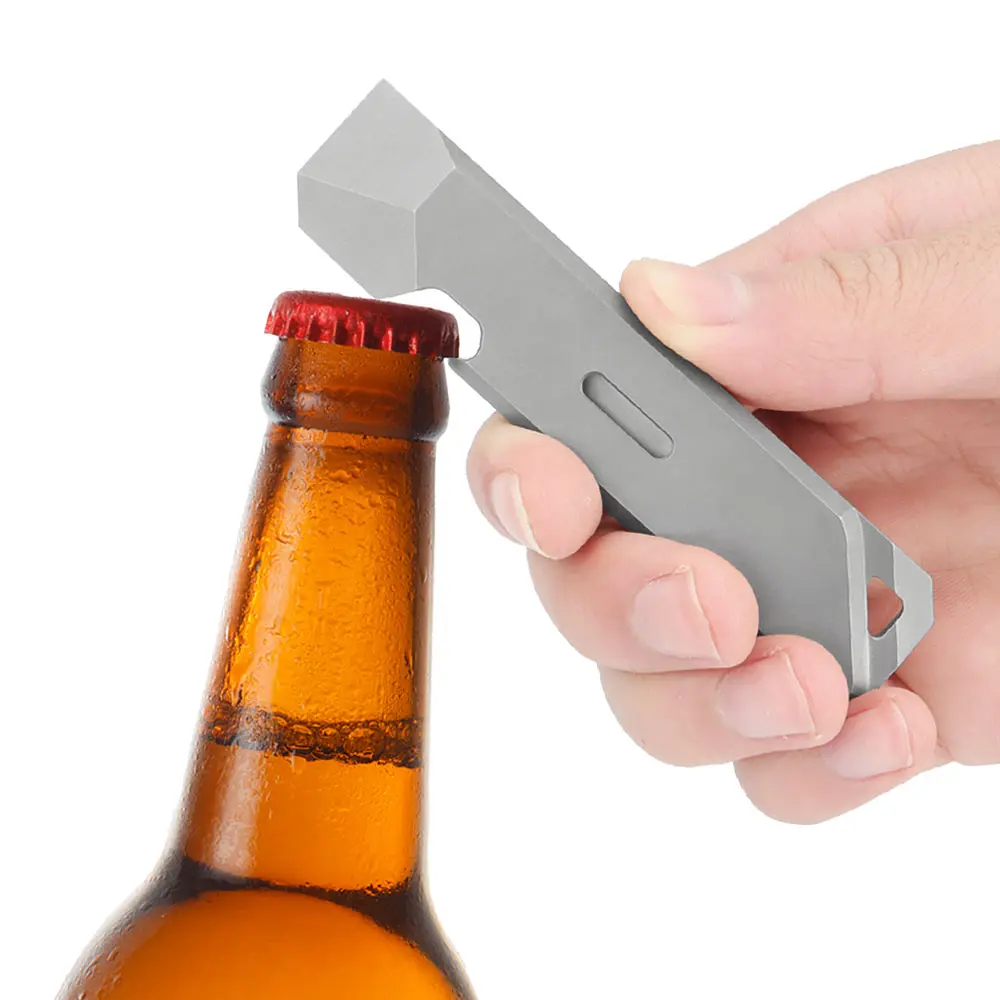 Small Titanium Alloy Open Bottle Crowbar Tactical EDC Outdoor Camping Tool Keyring Car Gift