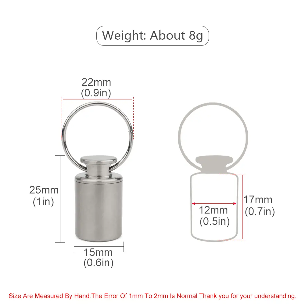 Titanium Alloy Small Bottle Sealed Waterproof Pillbox Portable Pill Storage Container Outdoor Tool