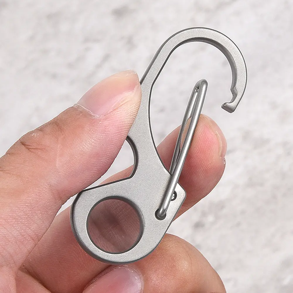 Multi-function Bottle Opener Leather Buckle Titanium Alloy Keychain Outdoor Tool EDC