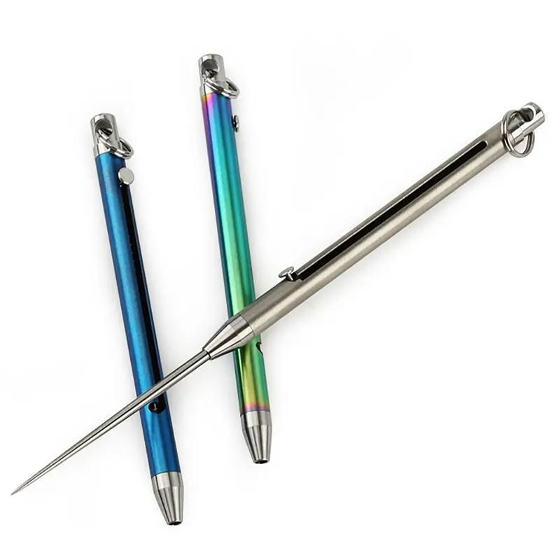 Spring Titanium Alloy Toothpick Holder EDC Titanium Toothpick Portable Multifunction Fruit Fork Outdoor Camping Tool