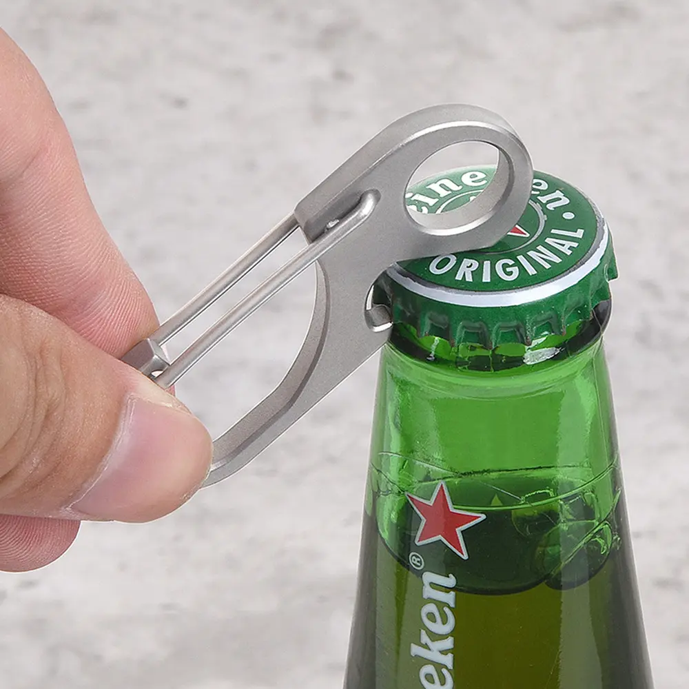 Multi-function Bottle Opener Leather Buckle Titanium Alloy Keychain Outdoor Tool EDC
