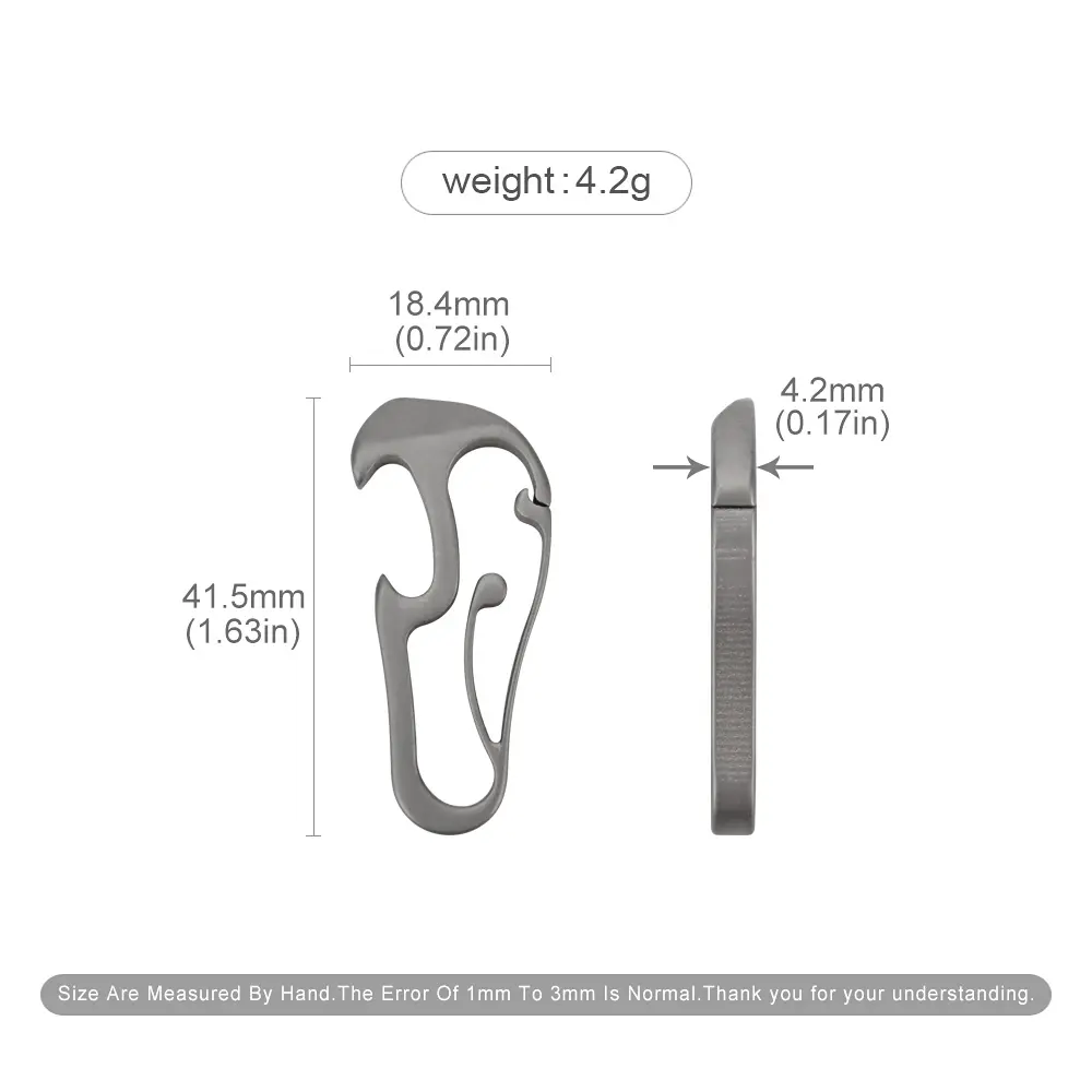 Curve Shape Titanium Alloy Buckle EDC Outdoor Tool Multi Functional Bottle Opener Keychain