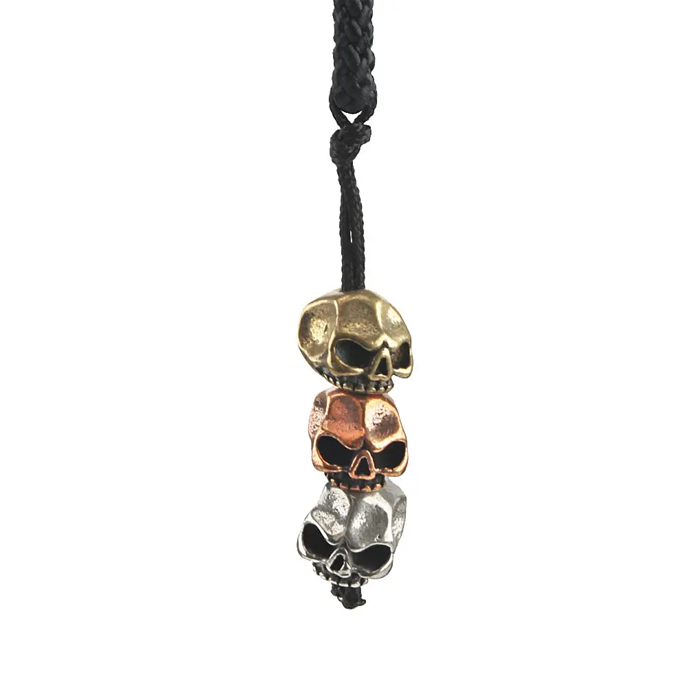 3pcs Mini Skull Brass Knife Beads Small Paracord Bead Rope Pendant Accessories