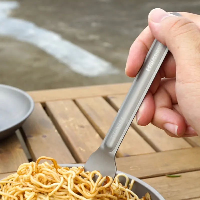 3pcs Camping Titanium Knife Tableware Picnic Utensils Spoon Fork Outdoor Kitchen Travel Cooking Set Cookware Hiking