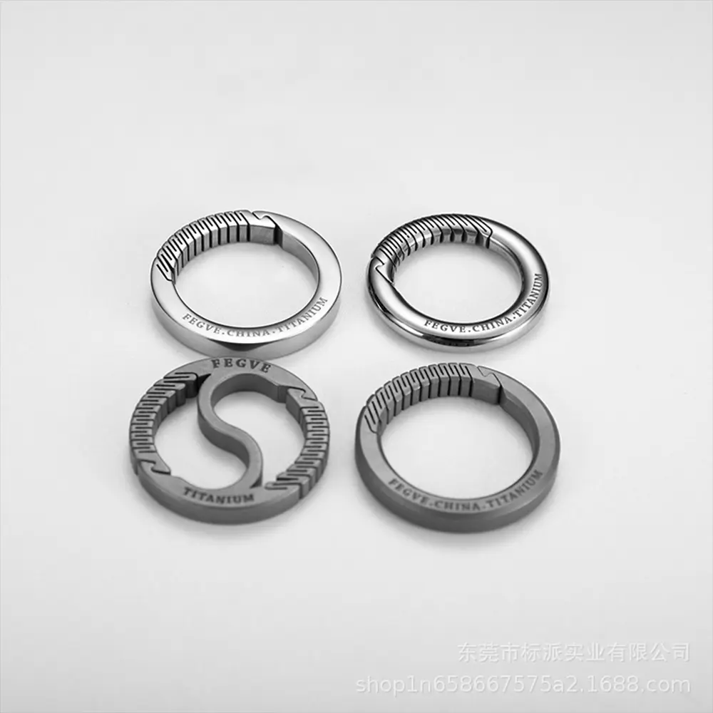 TC4 Titanium Alloy Buckle EDC Waist Buckle Grey Blue Hanging Curved Key Ring Outdoor Small Tools Accessories
