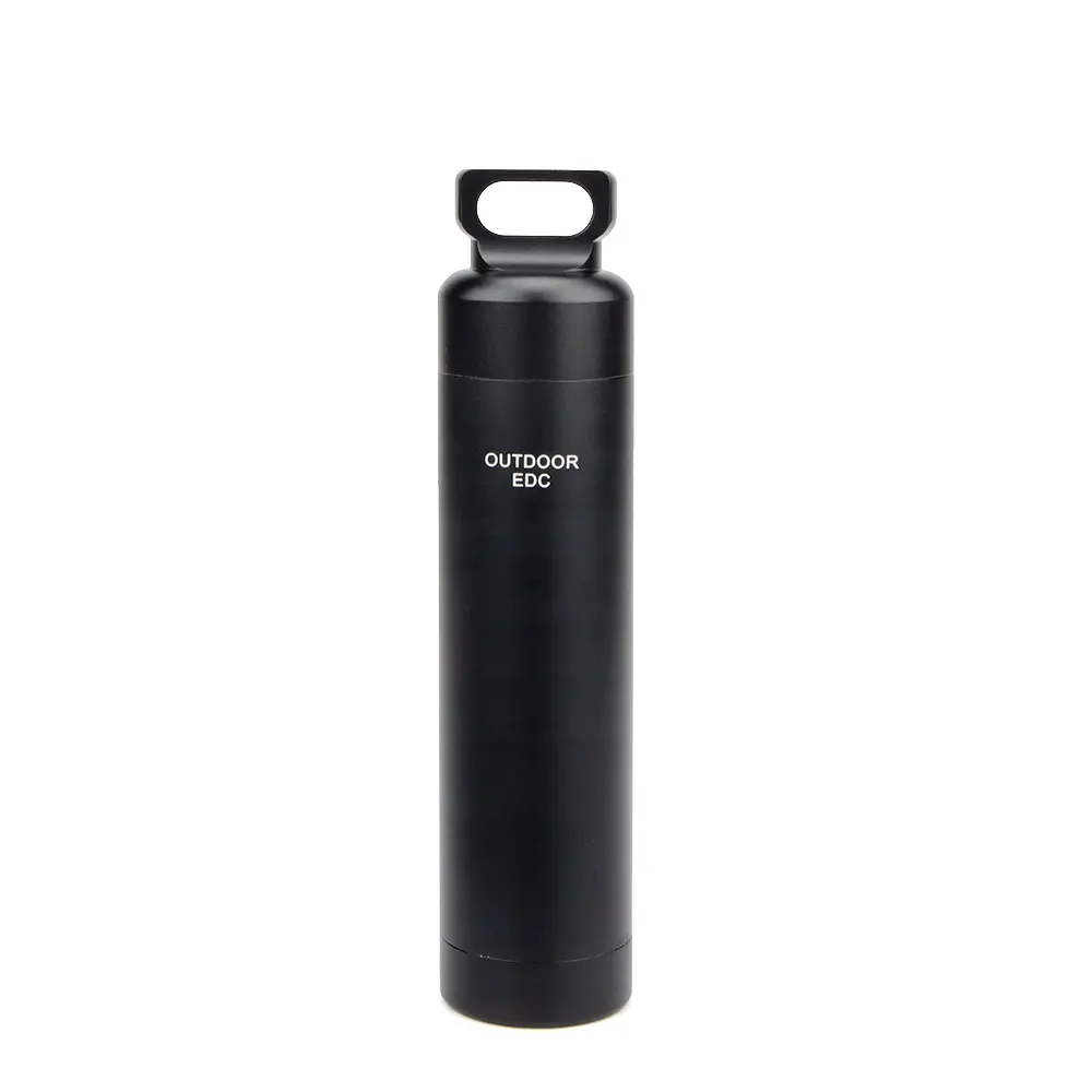 Black EDC Outdoor Waterproof Case Container Seal Bottle Holder Bottles Tool Aluminum Alloy