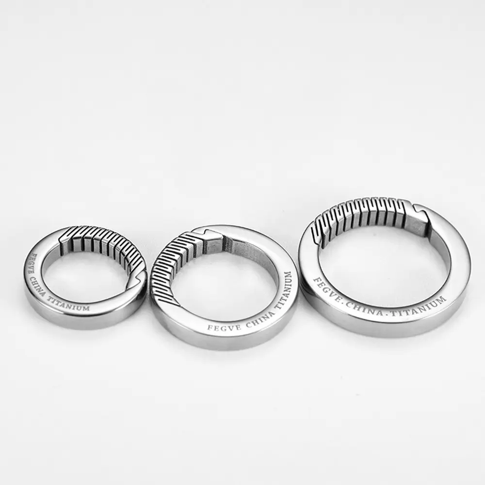 TC4 Titanium Alloy Buckle EDC Waist Buckle Grey Blue Hanging Curved Key Ring Outdoor Small Tools Accessories