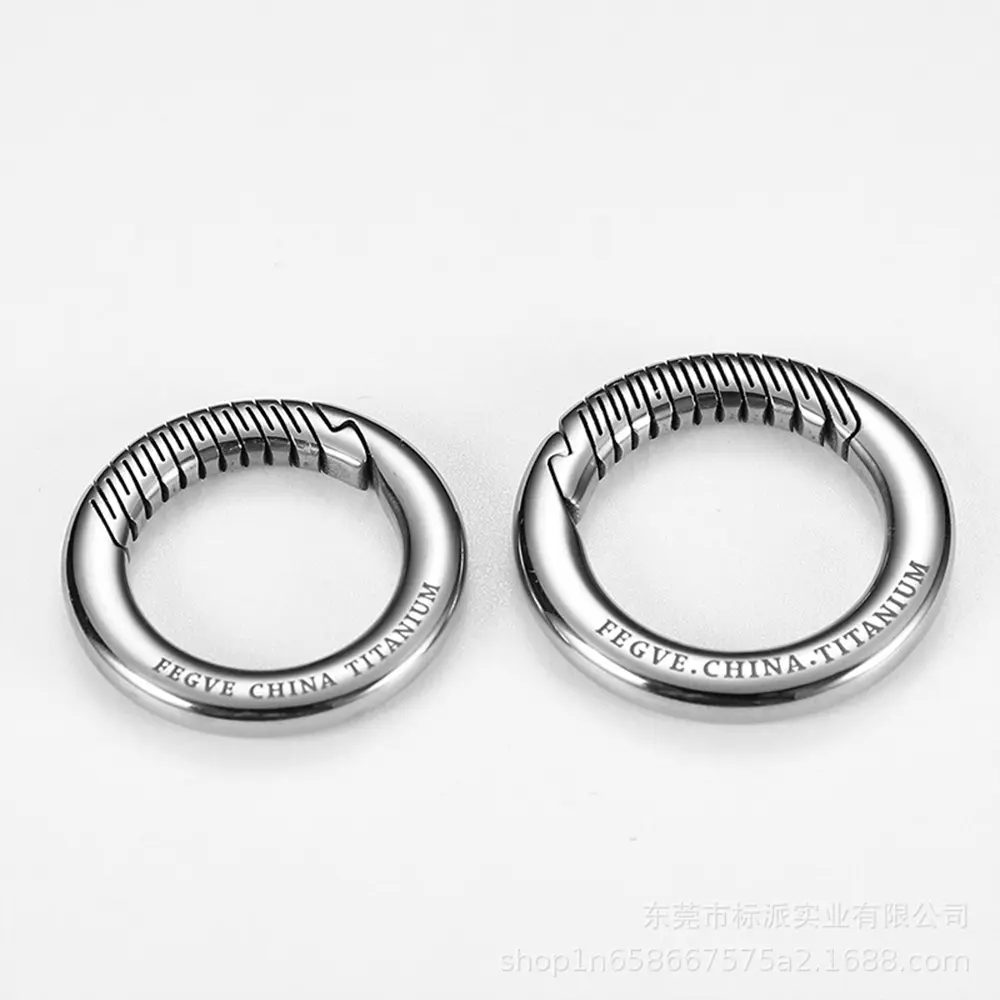 TC4 Titanium Alloy Buckle EDC Waist Buckle Grey Blue Hanging Curved Key Ring Outdoor Small Tools Accessories