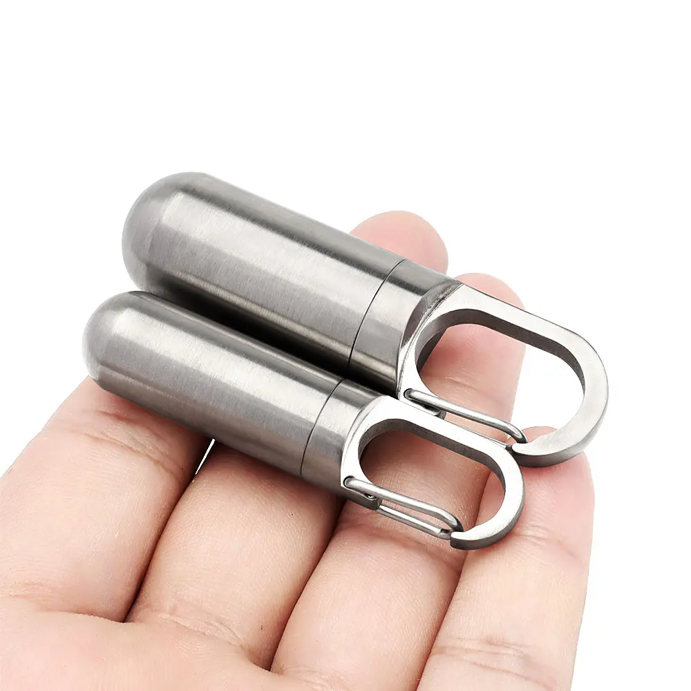 Titanium Seal Bottle Portable Pills Titanium Alloy Bottle EDC Keyring Accessories Outdoor Camping Tool