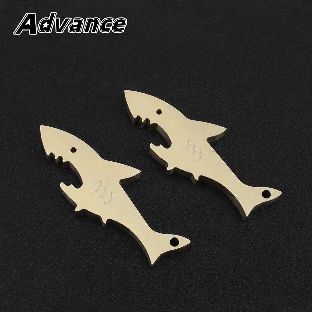 1pc Shark Shape Brass Bottle Opener Outdoor Tool EDC Camping Opener Keychain Accessories