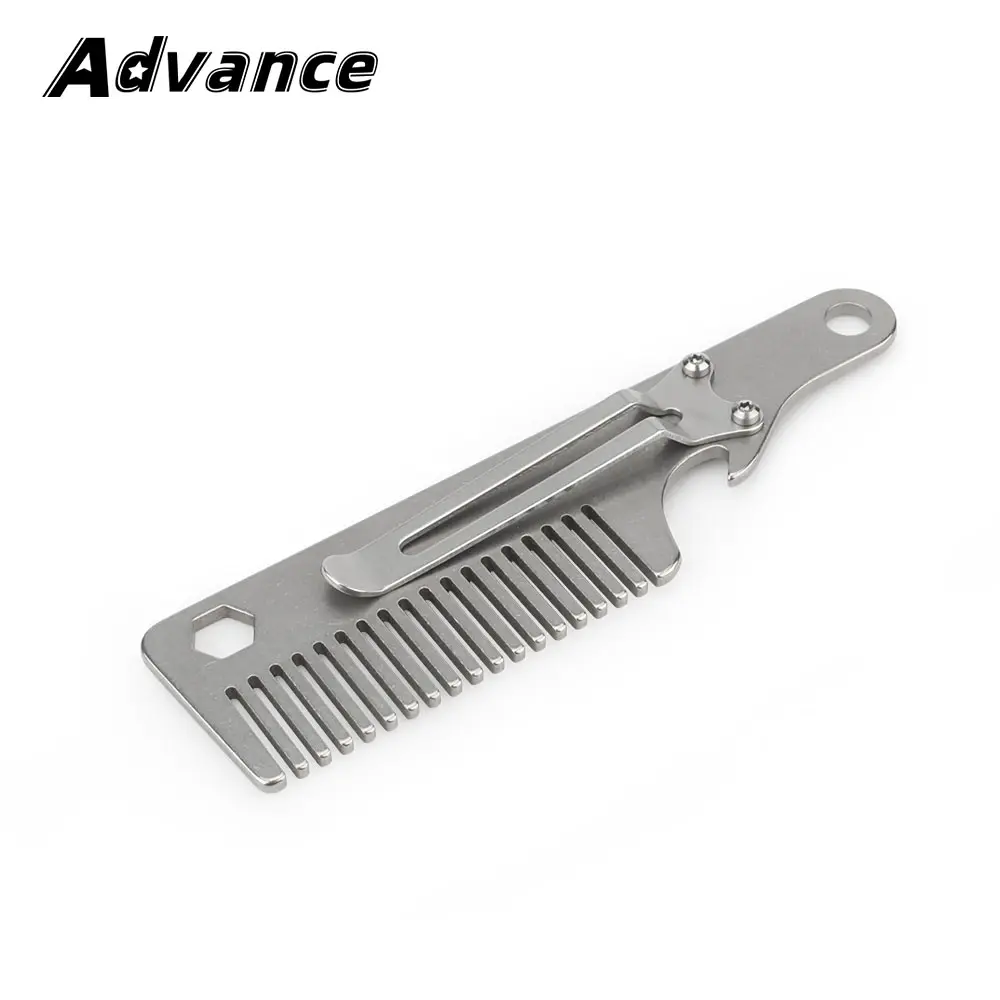 Titanium Alloy Small Comb Care Hair Beard Bottle Opener Screwdriver Multifunctional Comb Outdoor EDC Tool
