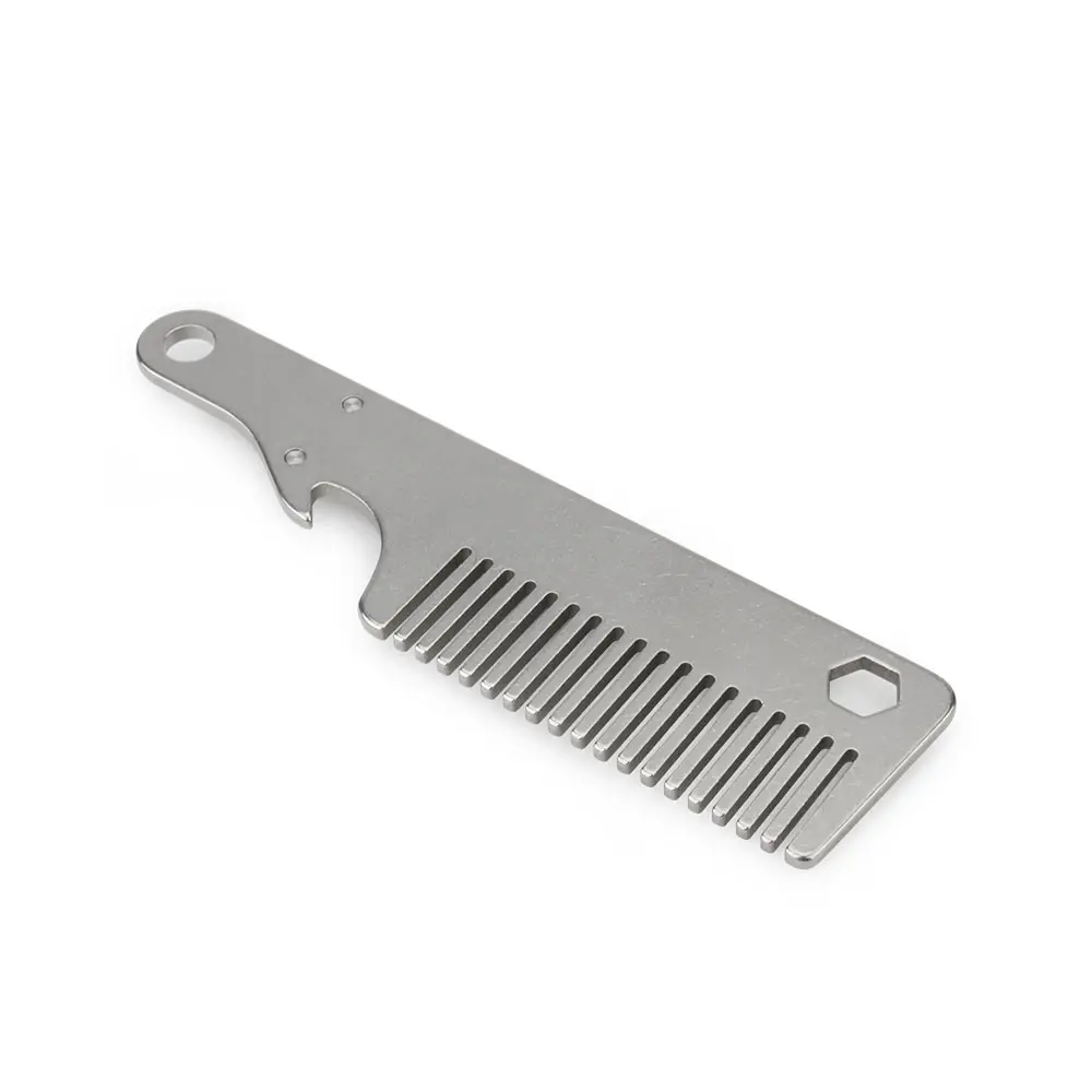 Titanium Alloy Small Comb Care Hair Beard Bottle Opener Screwdriver Multifunctional Comb Outdoor EDC Tool