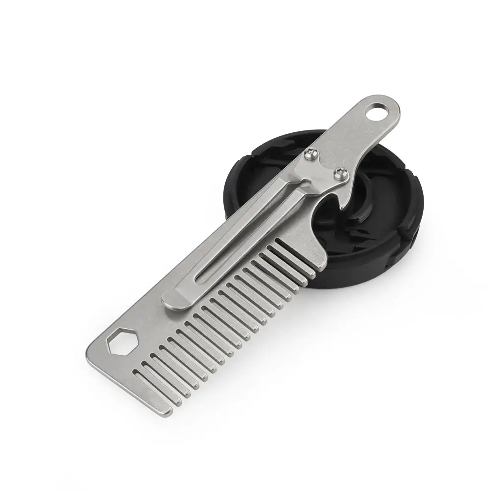 Titanium Alloy Small Comb Care Hair Beard Bottle Opener Screwdriver Multifunctional Comb Outdoor EDC Tool
