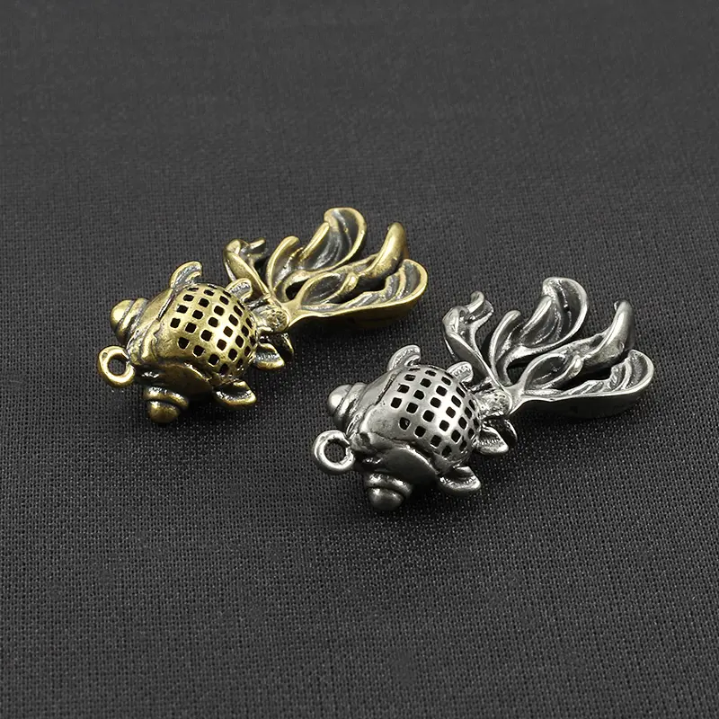Vintage Goldfish Brass Beads Goldfish Lanyard Bead Paracord Pendant Fish Keychain DIY Pendant