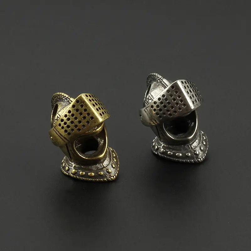 Mask Knight Beads Brass Umbrella Rope Pendant Copper Medieval Knight Paracord Bead