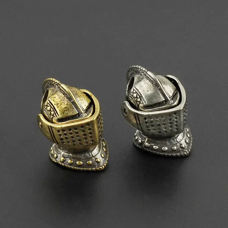 Mask Knight Beads Brass Umbrella Rope Pendant Copper Medieval Knight Paracord Bead