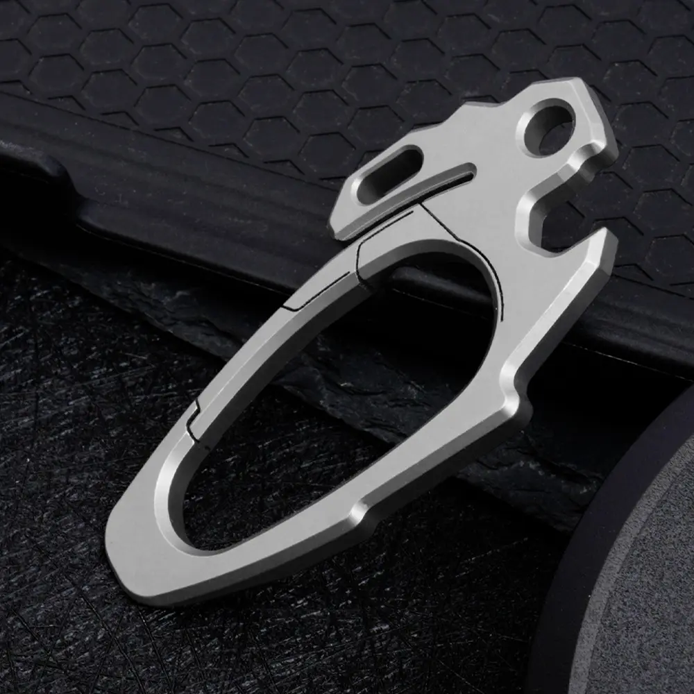 1pc Titanium Alloy Buckle Multi functional Bottle Opener Camping Keychain Accessories Outdoor Small Tool