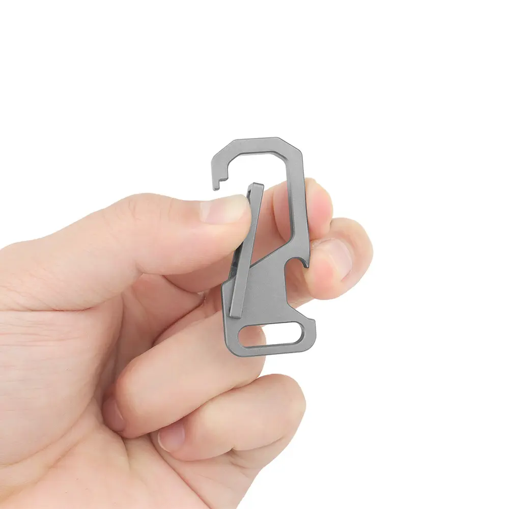 Titanium Alloy Buckle Mechanical Keyring Ring Simple Keychain Belt Buckle Outdoor Tool Accessories