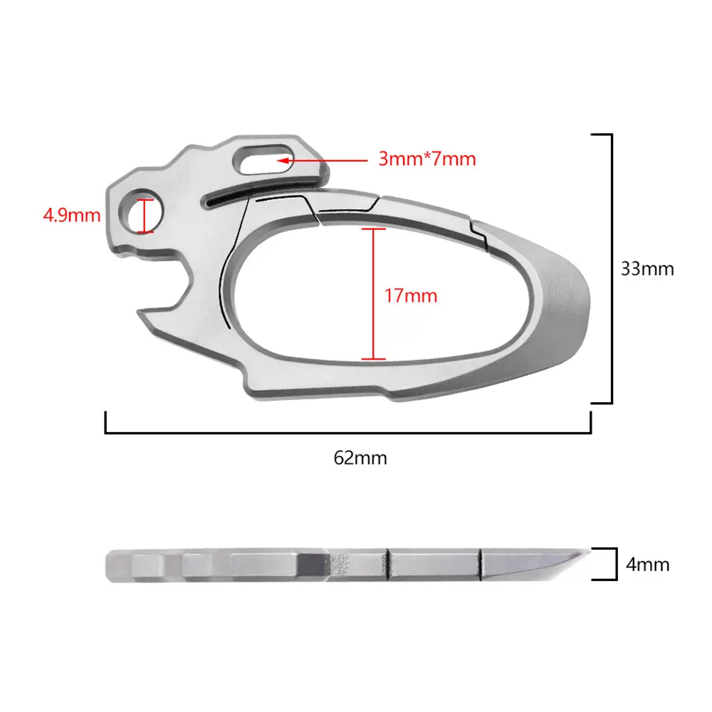 1pc Titanium Alloy Buckle Multi functional Bottle Opener Camping Keychain Accessories Outdoor Small Tool