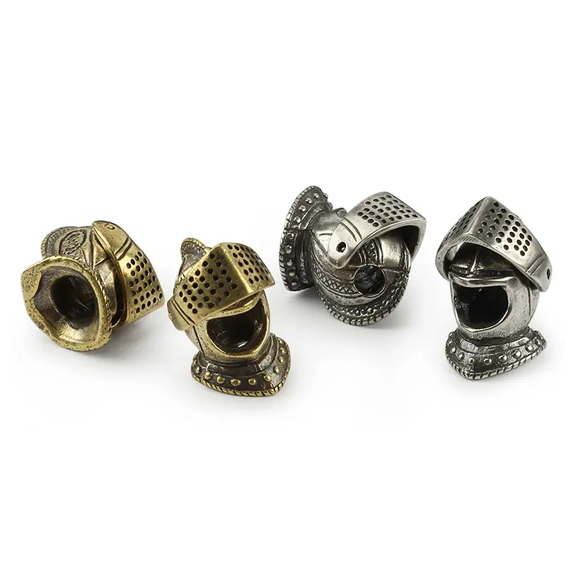 Mask Knight Beads Brass Umbrella Rope Pendant Copper Medieval Knight Paracord Bead