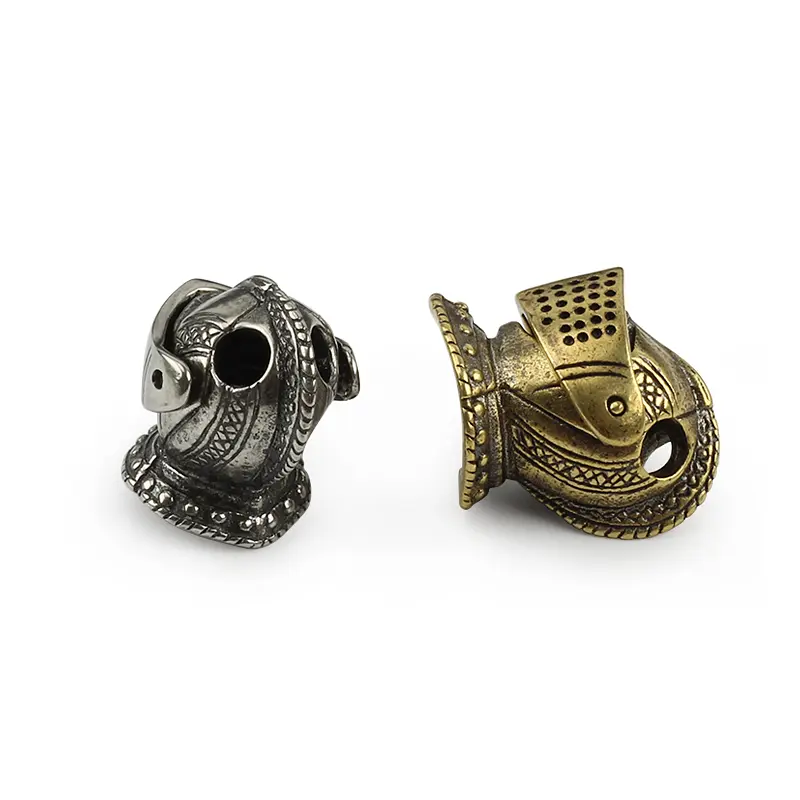 Mask Knight Beads Brass Umbrella Rope Pendant Copper Medieval Knight Paracord Bead