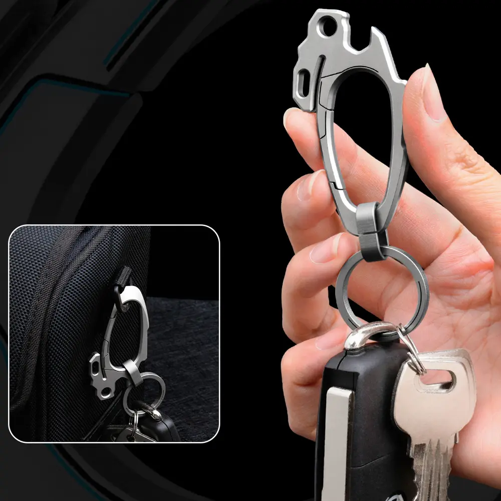 1pc Titanium Alloy Buckle Multi functional Bottle Opener Camping Keychain Accessories Outdoor Small Tool