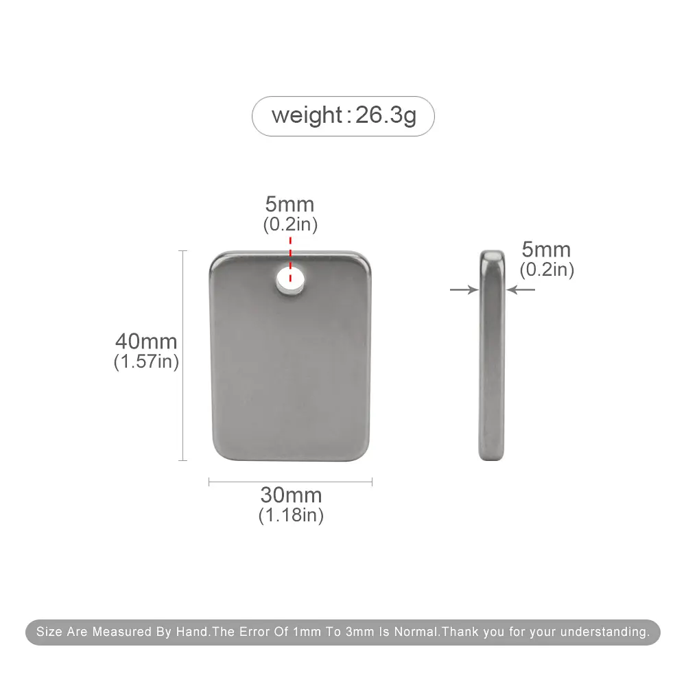 Small Titanium Alloy Blank Plate Keychain Pendant Titanium Outdoor Tool Accessories
