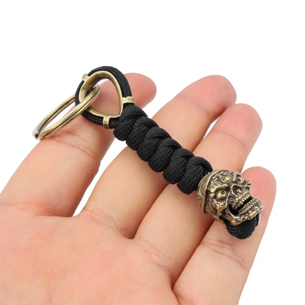 Weave Brass Punk Skull Knife Beads Umbrella Rope Handmade Paracord Bead DIY Hang Pendant