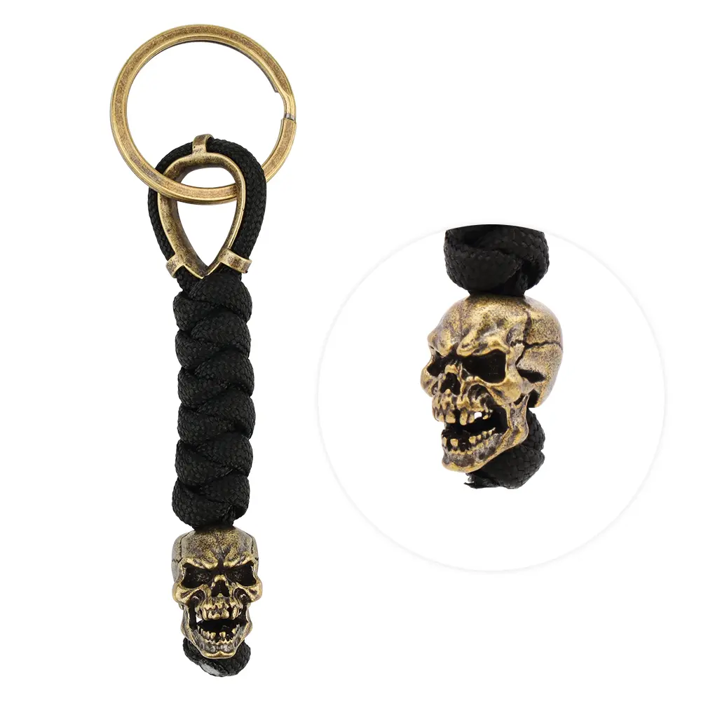 Weave Brass Punk Skull Knife Beads Umbrella Rope Handmade Paracord Bead DIY Hang Pendant