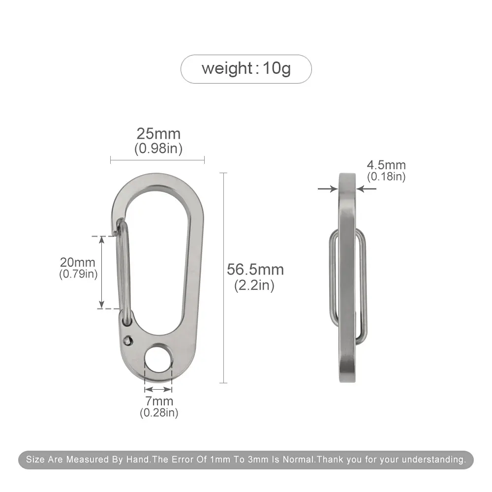 2pcs Simple Style Titanium Alloy Key Chain Buckle Outdoor EDC Tool Keyring Accessories